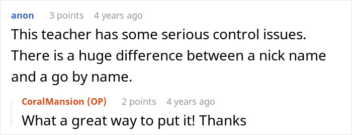 Teacher Refuses To Call Girl By The Name She's Been Using For 3 Years, Parent Asks For Advice Teacher Refuses To Call Girl By The Name She's Been Using For 3 Years, Parent Asks For Advice