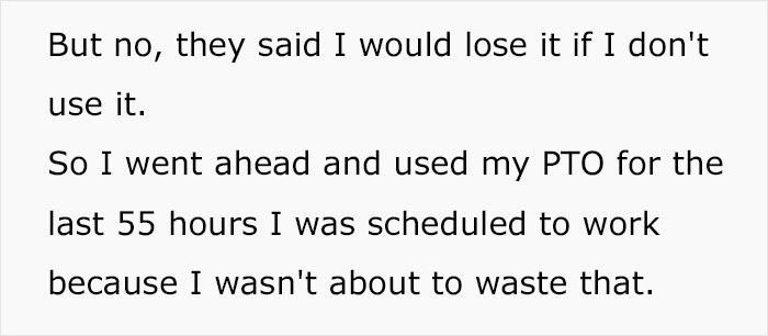 “Lose It If I Don't Use It”: Boss Is Shocked At Employee's Malicious Compliance Concerning PTO “Lose It If I Don't Use It”: Boss Is Shocked At Employee's Malicious Compliance Concerning PTO