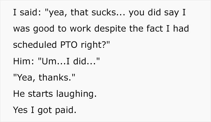 “Lose It If I Don't Use It”: Boss Is Shocked At Employee's Malicious Compliance Concerning PTO “Lose It If I Don't Use It”: Boss Is Shocked At Employee's Malicious Compliance Concerning PTO