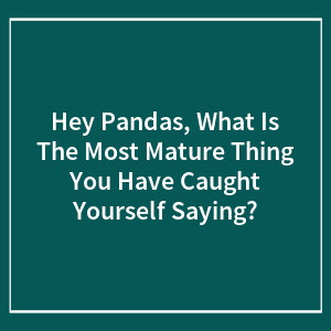 Hey Pandas, What Is The Most Mature Thing You Have Caught Yourself Saying? (Closed)