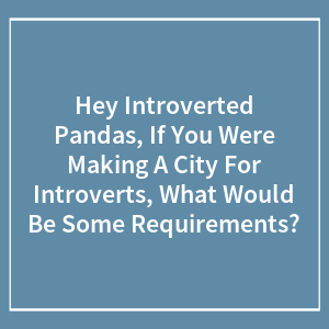 Hey Pandas, If You Were Designing A City For Introverts, What Would Be Some Requirements? (Closed)