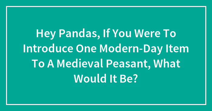 Hey Pandas, If You Were To Introduce One Modern-Day Item To A Medieval Peasant, What Would It Be?