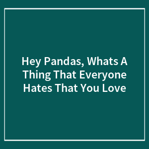 Hey Pandas, What's A Thing That Everyone Hates That You Love?