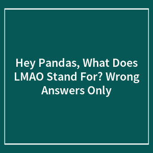 Hey Pandas, What Does LMAO Stand For? Wrong Answers Only