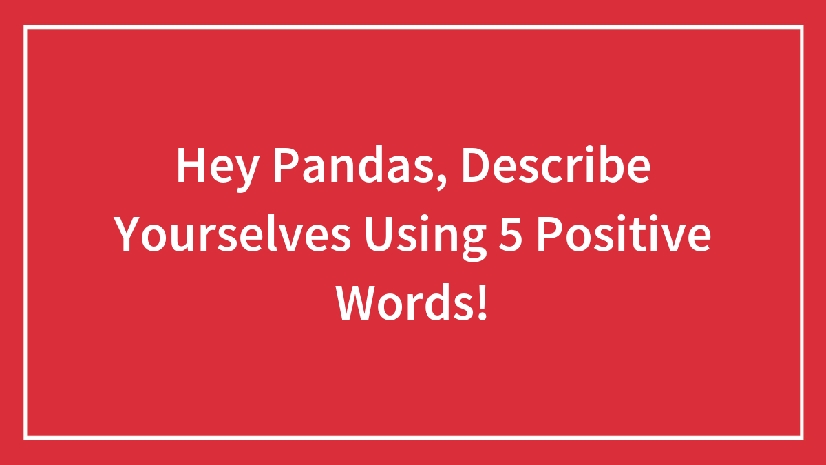 Hey Pandas, Describe Yourselves Using 5 Positive Words! (Closed)