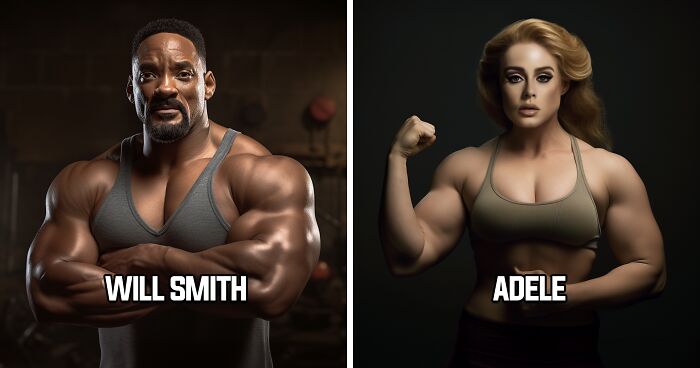 I Created Unusual Transformations Of Celebrities Into Bodybuilders With A Touch Of AI And Photoshop (19 Pics)