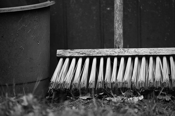 Black and white photo of a broom