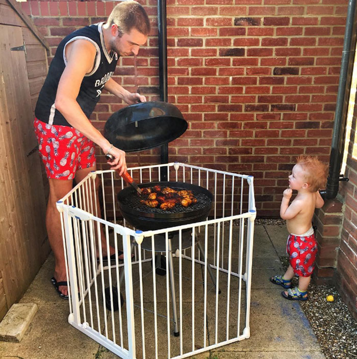 Thinking About Having A Barbeque This Weekend? Why Not Pull Out The Old Kids Safety Pen As The Ultimate Barbeque Dad Hack
