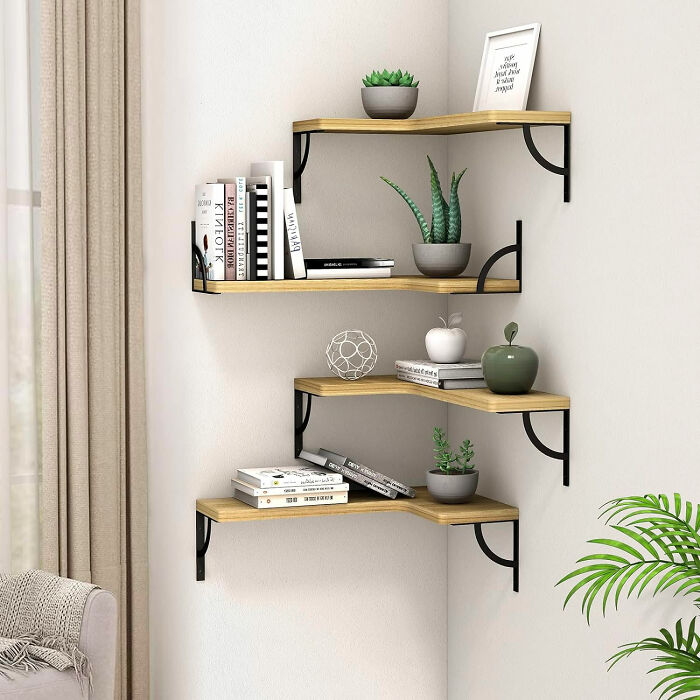 Room with floating shelves