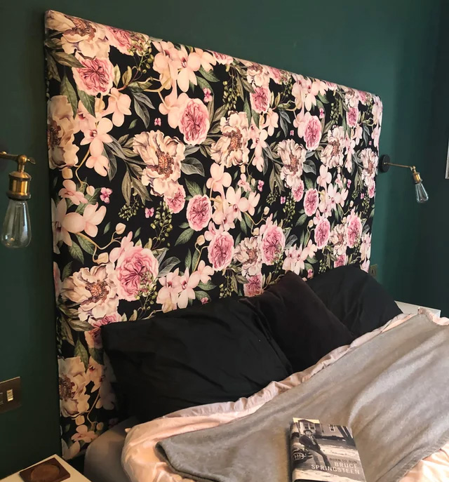 Headboard with a floral pattern
