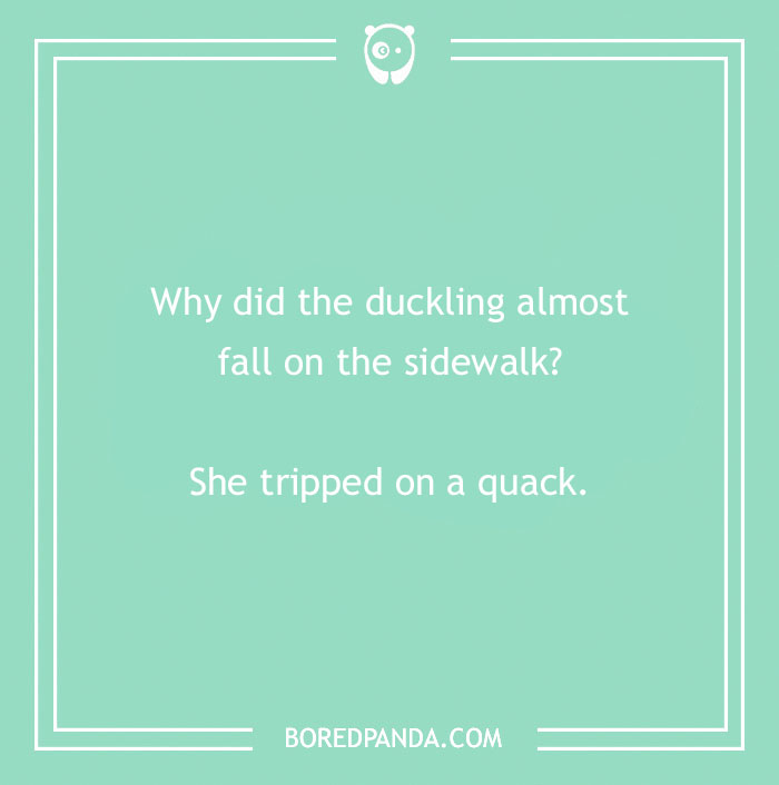 Duck pun joke on mint green background with Bored Panda logo.