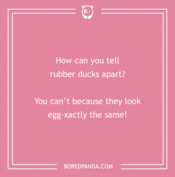 Rubber duck pun text on a pink background, adding humor with a play on words.