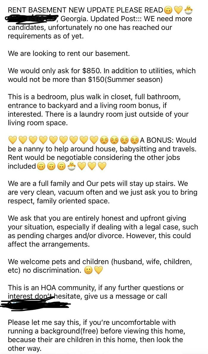 Where Do I Sign Up? No Kitchen Access, She Says You Can Buy A Microwave And Use Their Deep Freezer. Oh, And Pay Us To Be Our Nanny