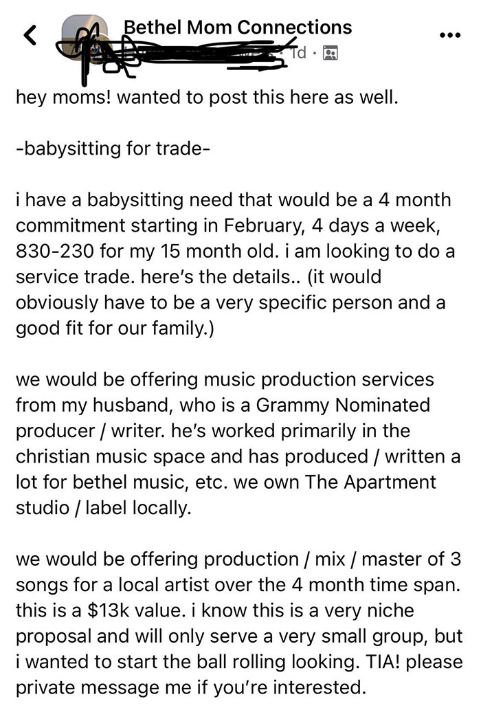 Looking For A Babysitter Who Will Be Paid With Music Production From A Culty Church