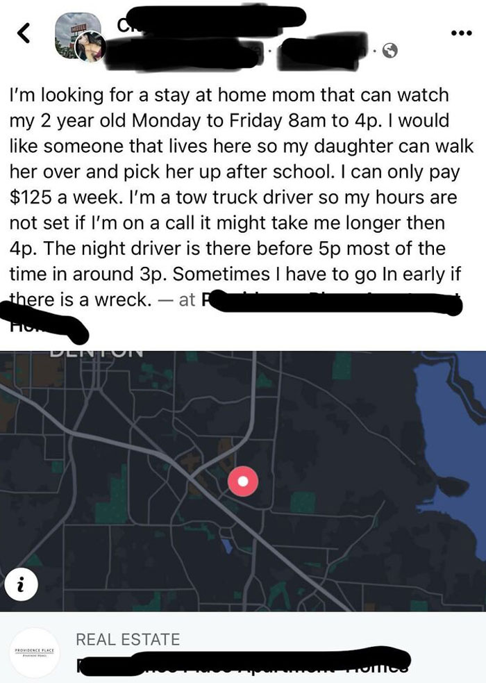 She Wants Someone To Watch Her Kid For Less Than $3/Hour, 40+ Hours Per Week