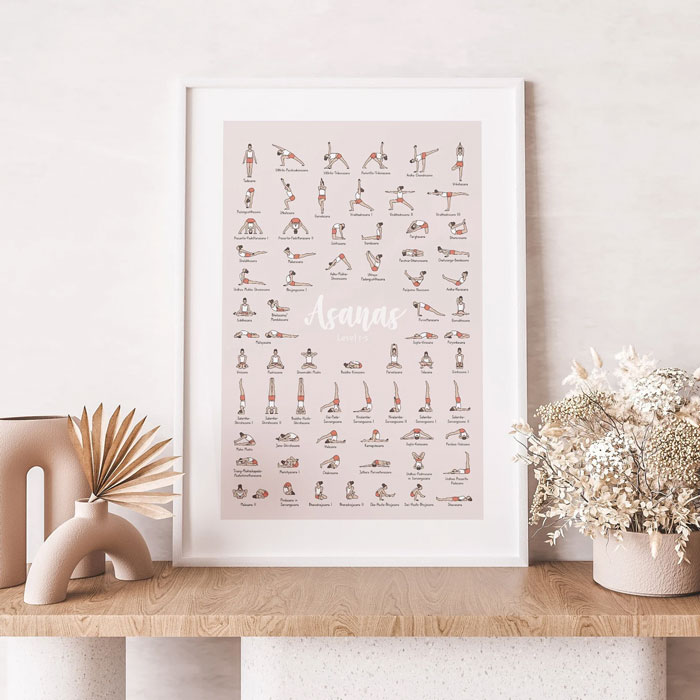 Yoga Poses Poster: To guide their journey from a beginner to a master, customizable in design and color, perfect for adding a zen touch to their workout space.