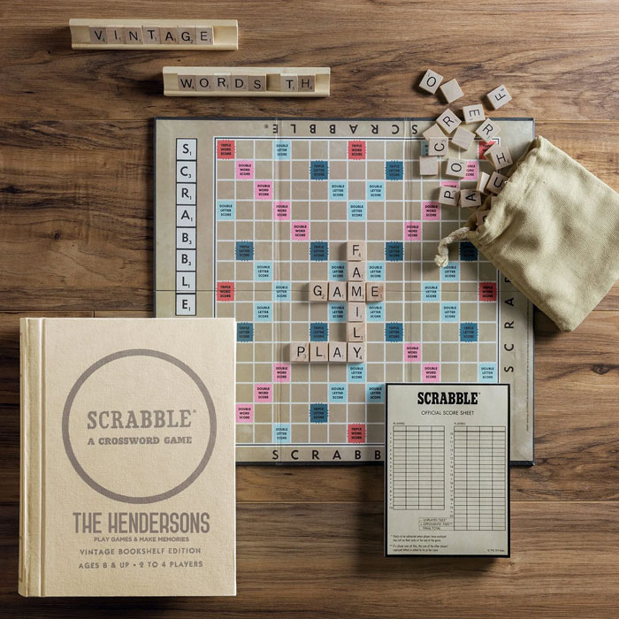 Scrabble® Personalized Vintage Bookshelf Edition Board Game: A beautifully crafted, customizable treat for lovers of the classic word game.