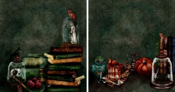 I Created Halloween-Themed Watercolor Artwork