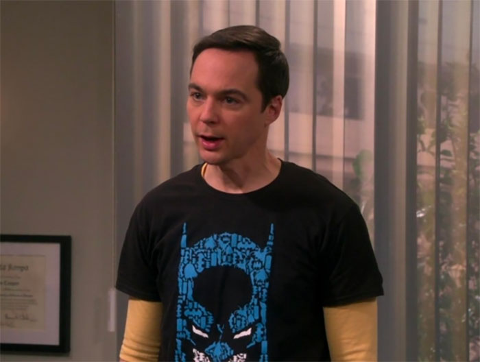 Sheldon standing and talking from The Big Bang Theory