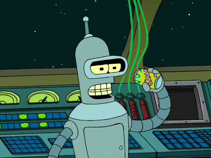 Bender drinking from Futurama
