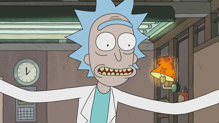 Rick Sanchez smiling from Rick and Morty