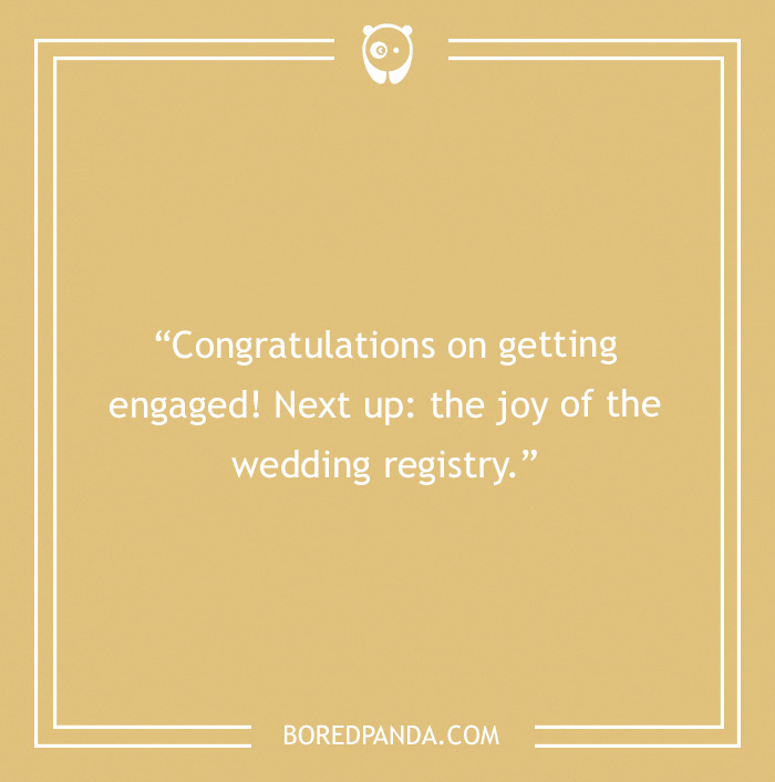 Engagement wish about wedding registry 