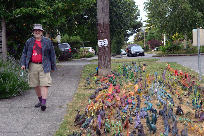 My Neighbor Put 1000+ Plastic Dinosaurs In His Front Yard
