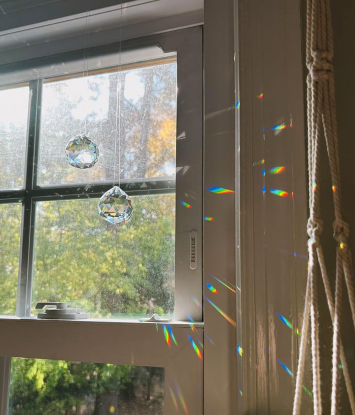 Glass Crystal Prism Suncatcher: The perfect aesthetic gift that casts rainbows everywhere for the lover of beautiful, unique home decor.