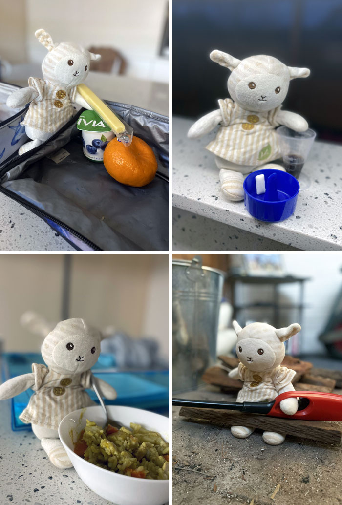 My Daughter Forgot Her Favorite Toy In The Car And Was Extremely Upset. I Sent Her Photos To Show Her That Sheepy Was Alright And Helping Me At Work