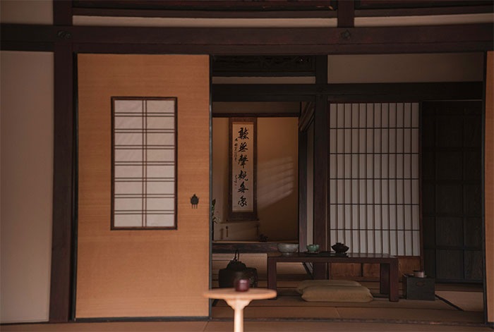 Traditional Japanese style brown room with table