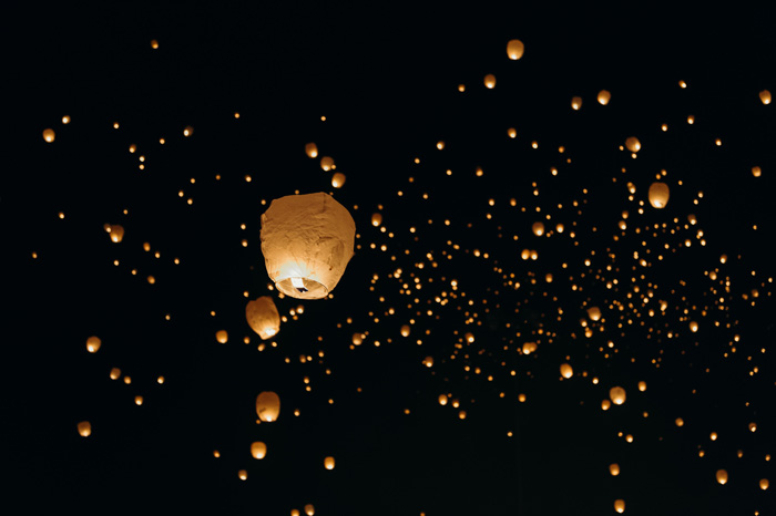 Paper lanterns in the sky 