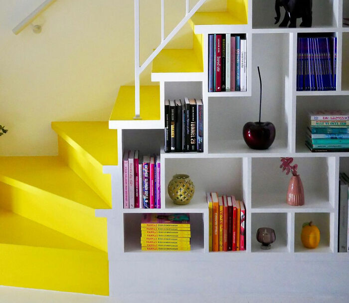 Room with yellow stairs