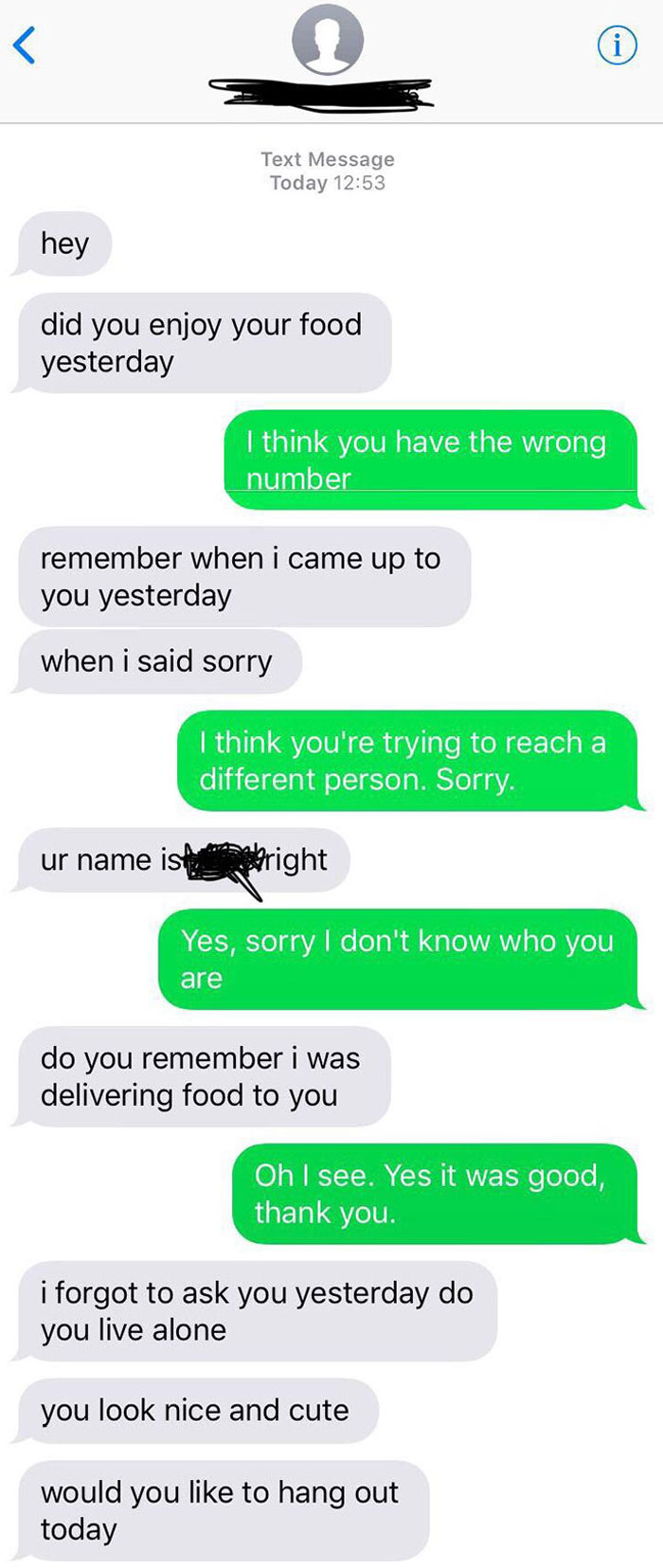 Texts My Wife Got From The Food Delivery Guy Who Has Her Number And Knows Where She Lives