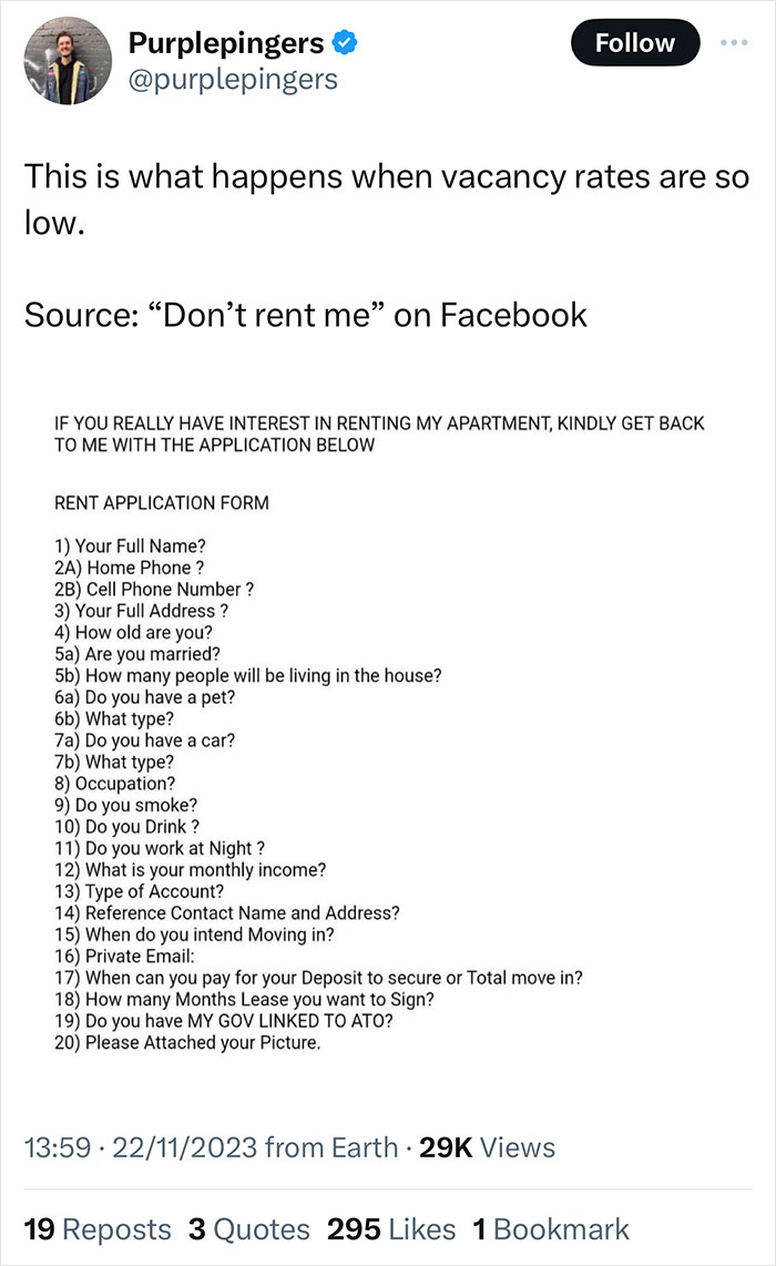 20 Ridiculous Questions That This Landlord Wants To Know About Their Tenants
