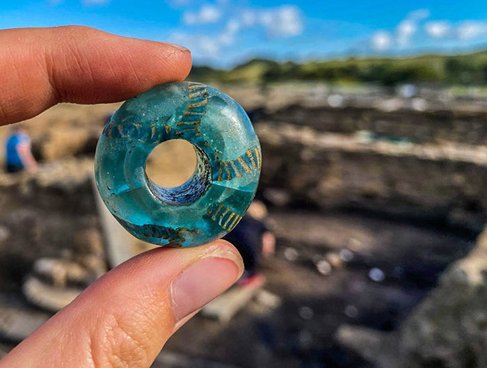 A Roman Bead That Was Recently Found By The Vindolanda Trust At The Ruins Of Vindolanda Fort In Northern England