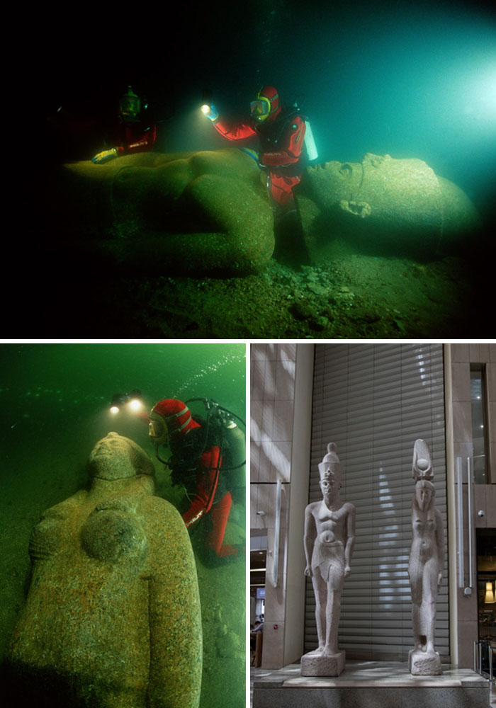 In 2000, Archaeologists Discovered A Long Lost Egyptian City Heracleion That Was Abandoned And Sunk Into The Sea For More Than 1200 Years