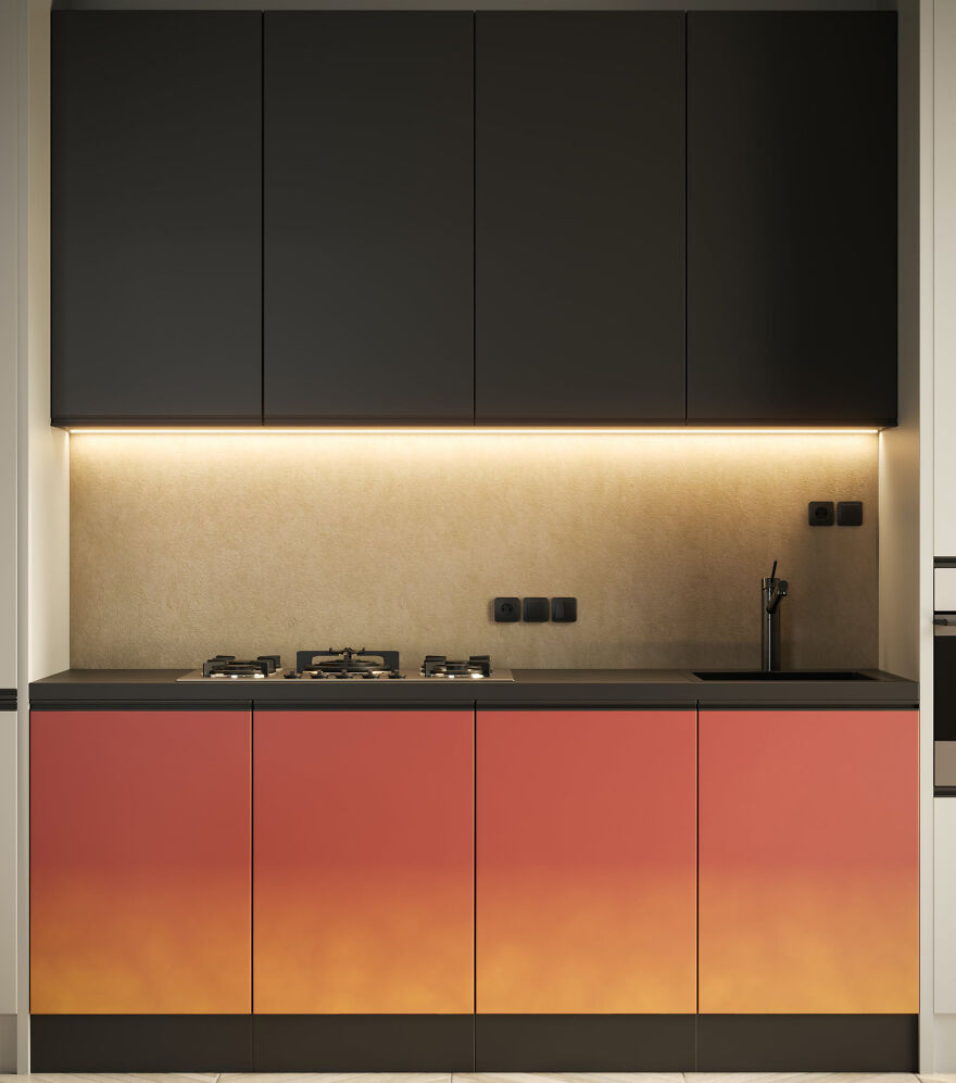 Kitchen cabinets in gradient colors