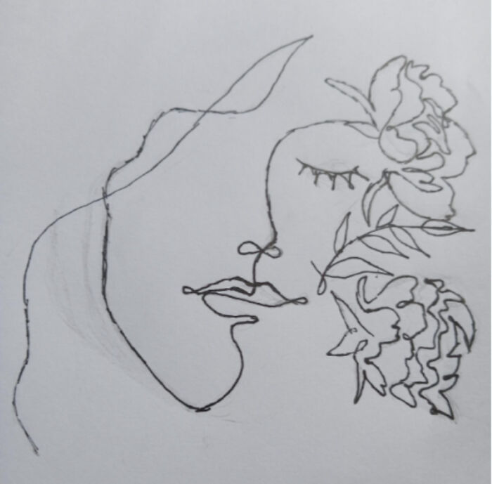 I'm Not Amazing At Realism, So Here's My Try At A Line Art Flower Portrait Thing. Sorry About The Sketchy Lines!