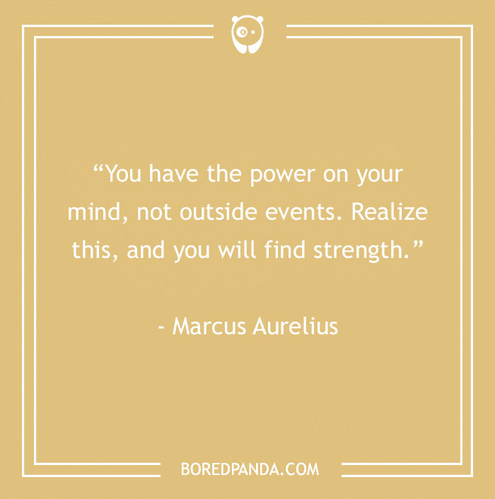 Motivational quote by Marcus Aurelius on a beige background: "You have the power in your mind, not outside events."