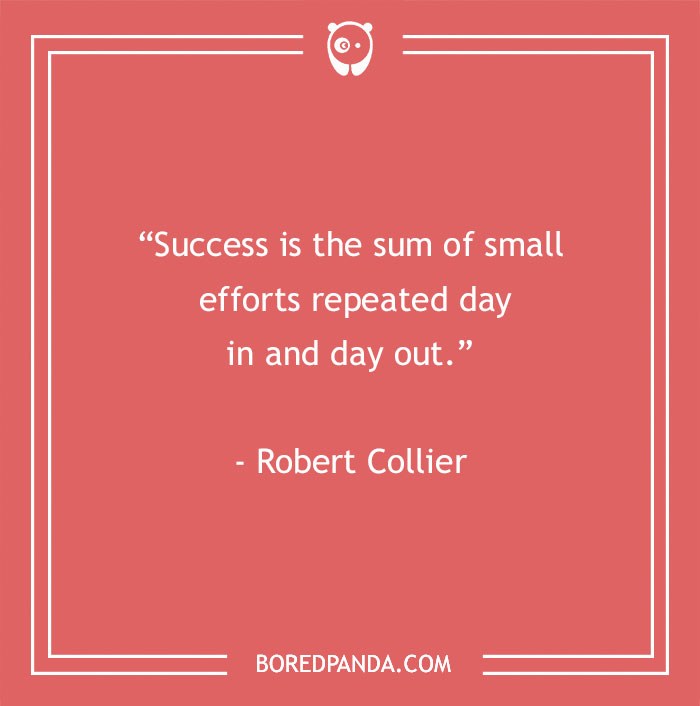 Motivational quote by Robert Collier on a red background, emphasizing success as repeated small efforts.