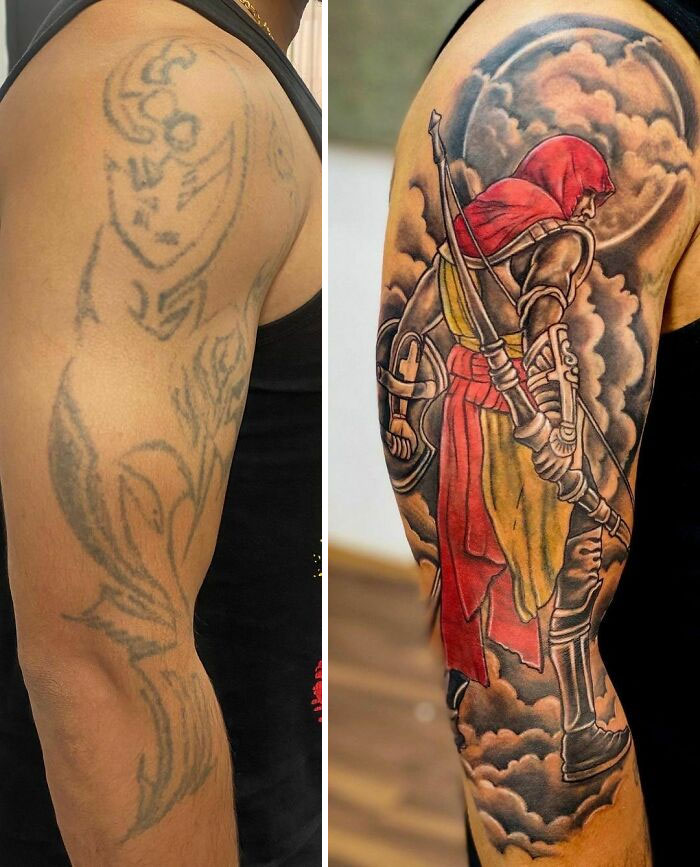 Did This Cover-Up Tattoo Recently, With A Warrior Tattoo