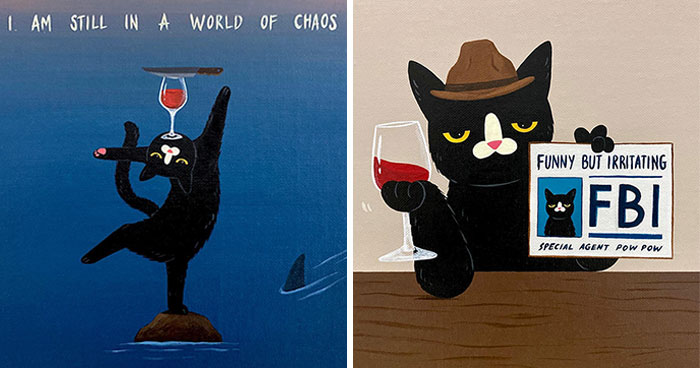 30 Hilarious Illustrations Of A Black Cat With Attitude By This Artist (New Pics)