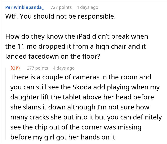 Mom Refuses To Pay For Broken iPad Pro After Parents Leave It With 11-Month-Old At Daycare Mom Refuses To Pay For Broken iPad Pro After Parents Leave It With 11-Month-Old At Daycare