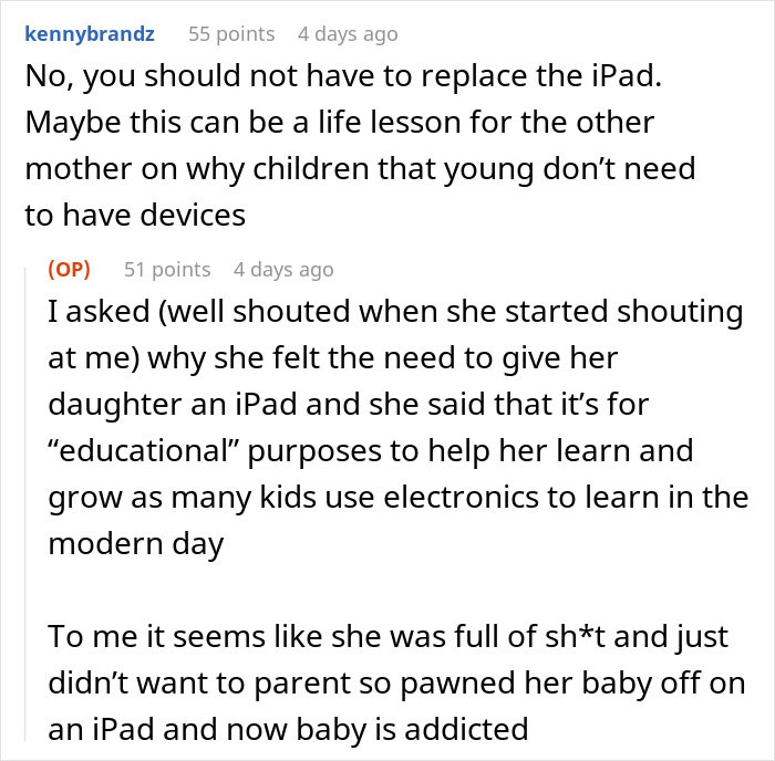 Mom Refuses To Pay For Broken iPad Pro After Parents Leave It With 11-Month-Old At Daycare Mom Refuses To Pay For Broken iPad Pro After Parents Leave It With 11-Month-Old At Daycare