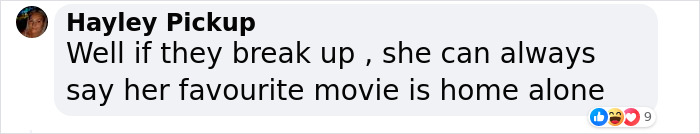 Comment joking about a breakup and a tattoo on an influencer's forehead. Comment joking about a breakup and a tattoo on an influencer's forehead.