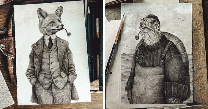 I Illustrated Animals In The Style Of Vintage Human Portraits (26 Pics ...