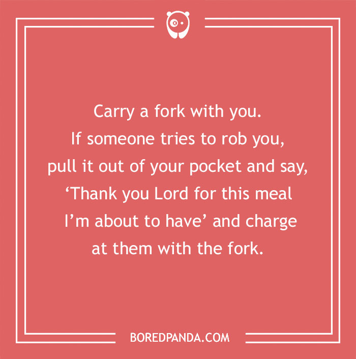 Advice on carry a fork with you