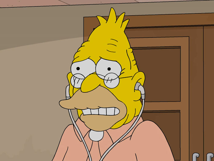 Abraham Simpson listening music