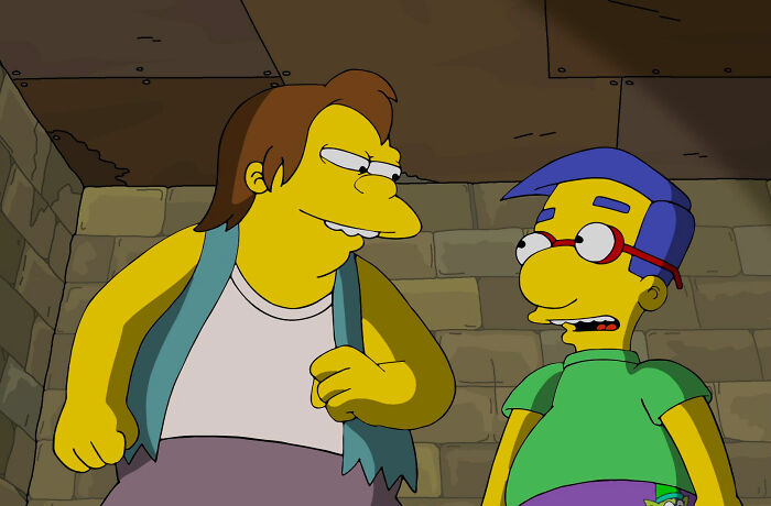 Nelson and Milhouse talking