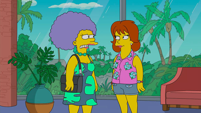 Patty and her girlfriend on vacation from Simpsons